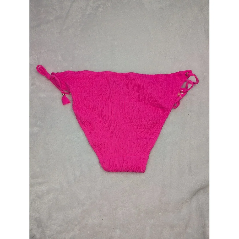 Victorias‎ Secret Neon Pink Smocked Side Tie Bikini Bottom 347237-QDE XL